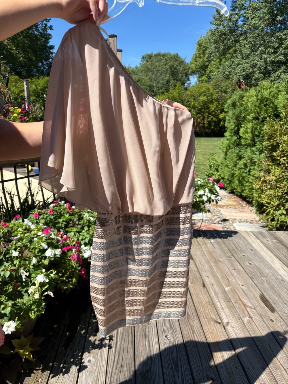 One-Shoulder Nude Blush Cocktail Dress